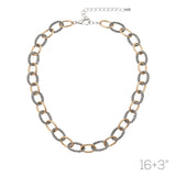 Two Tone Cable Rope Link Necklace (16+3in)