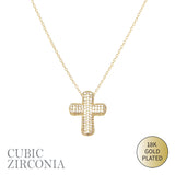 18K Gold Plated Cubic Zirconia Bubble Cross Necklace (1.0x1.23in)
