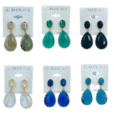 2 Tier Teardrop Crystal Dangle Earrings - 6 Colors (0.75x2in)