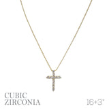 Cubic Zirconia Cross Pendant Necklace (19022CR)(16+3 in)