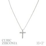 Cubic Zirconia Cross Pendant Necklace (19022CR)(16+3 in)