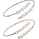 Rhinestone Square 1 Line Cubic Zirconia Memory Wire Bracelet (2.38in)