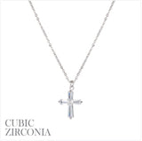 Cubic Zirconia Baguette Cross Shape Pendant Necklace - 2 Colors (16+2in)