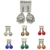 Flowerburst Teardrop Rhinestone Dangle Earrings - 9 Colors (033676)(1.5x3.25in)