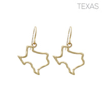 Texas Map Fish Hook Dangle Earrings (0.8x1in)