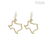 Texas Map Fish Hook Dangle Earrings (0.8x1in)