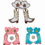Cowboy Hat & Boots Beaded Earrings - Available in 3 Colors (2x4in)