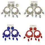 XL Rhinestone Round Marquis Drop Earrings - 5 Colors (35238)(2.5x4.5in)