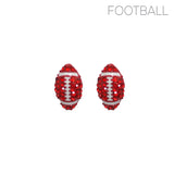 Color Coated Rhinestone Football Stud Earrings (0.33x0.55in)