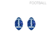 Color Coated Rhinestone Football Stud Earrings (0.33x0.55in)