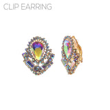 Teardrop Baguette Clip On Earrings (0.94x1.13in)