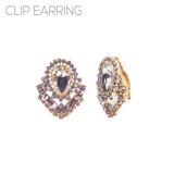Teardrop Baguette Clip On Earrings (0.94x1.13in)