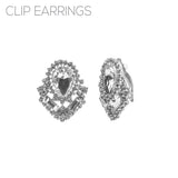 Teardrop Baguette Clip On Earrings (0.94x1.13in)