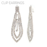 Rhinestone Layer Round Drop Clip On Earrings (1.11x3.15in)