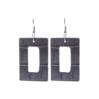 Rectangle Shape Leather Earrings - 3 Colors Available (1.12X2.3in)