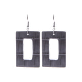 Rectangle Shape Leather Earrings - 3 Colors Available (1.12X2.3in)
