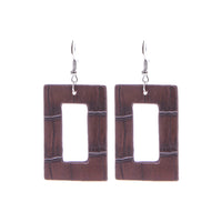 Rectangle Shape Leather Earrings - 3 Colors Available (1.12X2.3in)