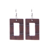 Rectangle Shape Leather Earrings - 3 Colors Available (1.12X2.3in)