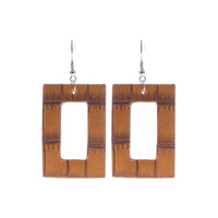 Rectangle Shape Leather Earrings - 3 Colors Available (1.12X2.3in)