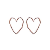 Irregular Line Heart Post Earrings in 3 Colors (1.5x1.75in)
