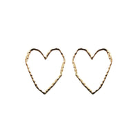 Irregular Line Heart Post Earrings in 3 Colors (1.5x1.75in)