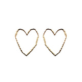 Irregular Line Heart Post Earrings in 3 Colors (1.5x1.75in)