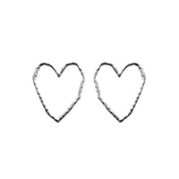 Irregular Line Heart Post Earrings in 3 Colors (1.5x1.75in)