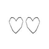 Irregular Line Heart Post Earrings in 3 Colors (1.5x1.75in)