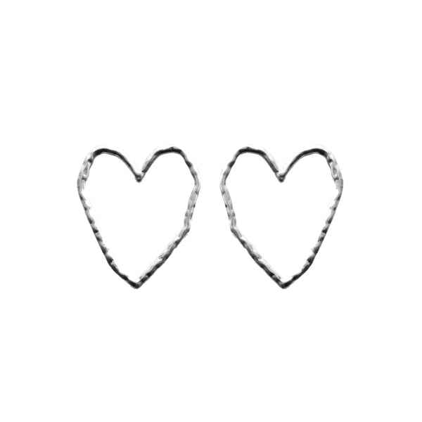 Irregular Line Heart Post Earrings in 3 Colors (1.5x1.75in)