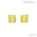 Cushion Cut Softball Stud Earrings (0.47x0.47in)