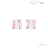 Cushion Cut Baseball Stud Earrings (0.47x0.47in)