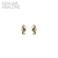 Genine Abalone Seahorse Stud Post Earrings