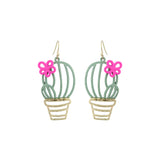 Rubber Coated Cactus Dangle Earrings (1x2.25in)