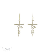 Cross Love Earrings in Silver or Gold (0.75x1.75)