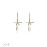 Cross Love Earrings in Silver or Gold (0.75x1.75)