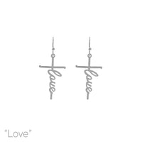 Cross Love Earrings in Silver or Gold (0.75x1.75)