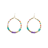 Cube Seed Bead Hoop Earrings in 5 Colors - Beaded, Crystal Avenue (2x3in)