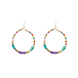 Cube Seed Bead Hoop Earrings in 5 Colors - Beaded, Crystal Avenue (2x3in)