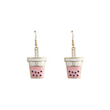 Boba Tea Earrings - Strawberry or Chocolate (0.8x2in)