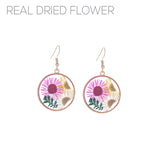Dried Flower Round Earrings (1.20x1.85in)