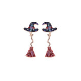 Witch Hat & Broom Halloween Themed Earrings (1x2.5in)