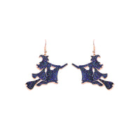 Flying Witch Glitter Earrings (1.75x2.25in)