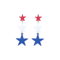 3 Star Patriotic USA Dangle Earrings