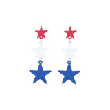 3 Star Patriotic USA Dangle Earrings