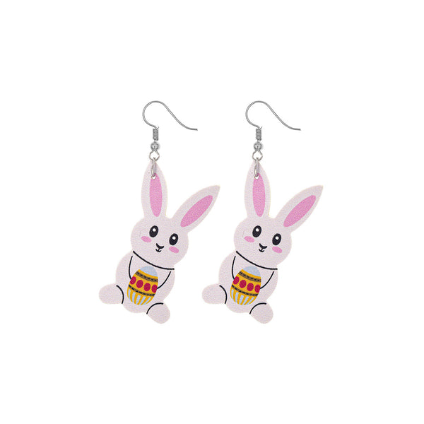 Easter Rabbit with Egg Earrings (1.1x3.14in)
