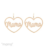 Mama Heart Earrings in Silver or Gold (2.1x2in)