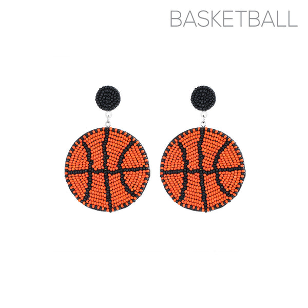 Basketball Seed Bead Earrings - Beaded (2x2.75)