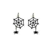 Black Nickel Plated Spider Web Earring (1.4x2.25in)