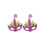 Mardi Gras Themed Mask Acrylic Earrings (1.5x1.5in)