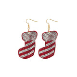 Candy Cane Striped Cushion Stocking Earrings (1x2.5in)
